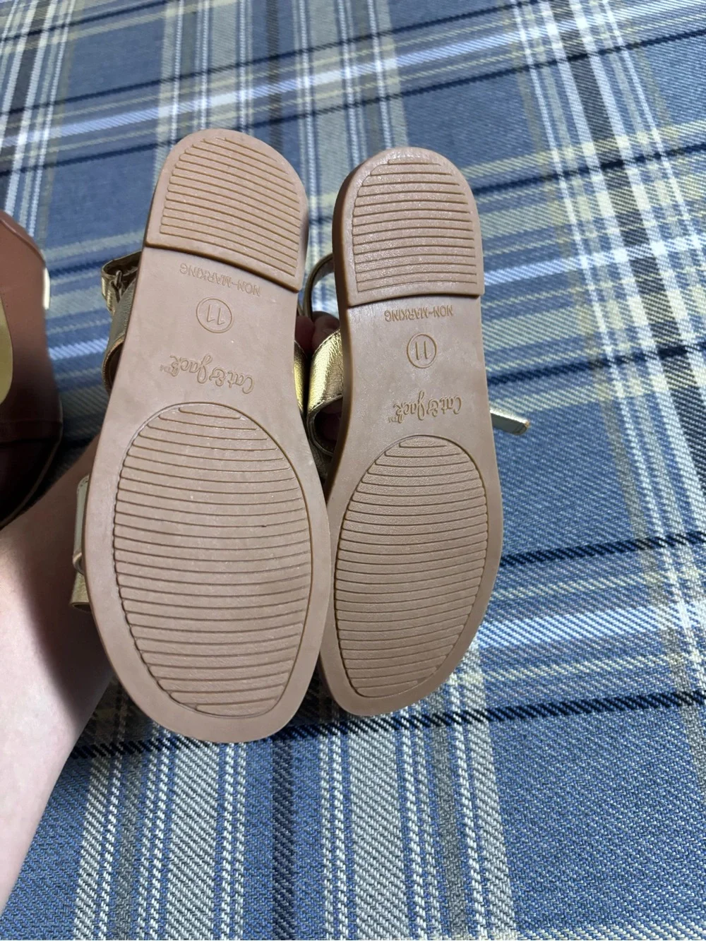 Janie and Jack Bridle Bit Flats Dress Shoes & Cat & Jack Gold Sandals Size 11/12